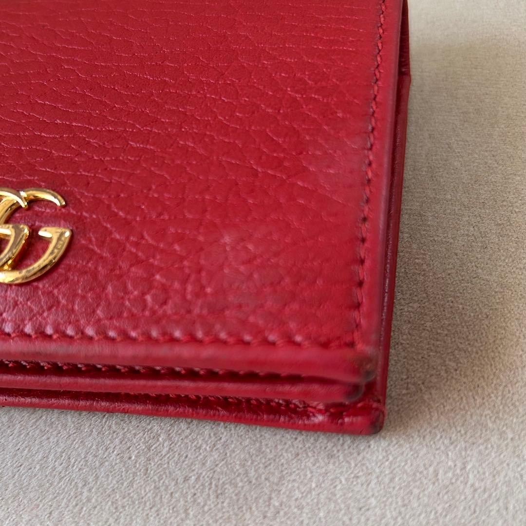 GUCCI グッチ GGマーモント 二つ折り財布 レッド