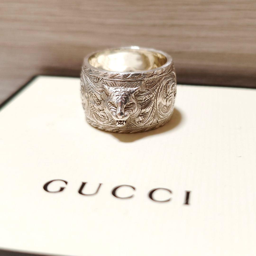 【美品】GUCCI グッチ キャットヘッド シルバーリング ミケーレ 19号