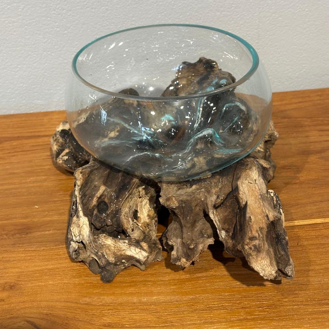 バリ島流木ガラス w25×d17×h10cm 水槽 アクアリウムメダカ水槽810