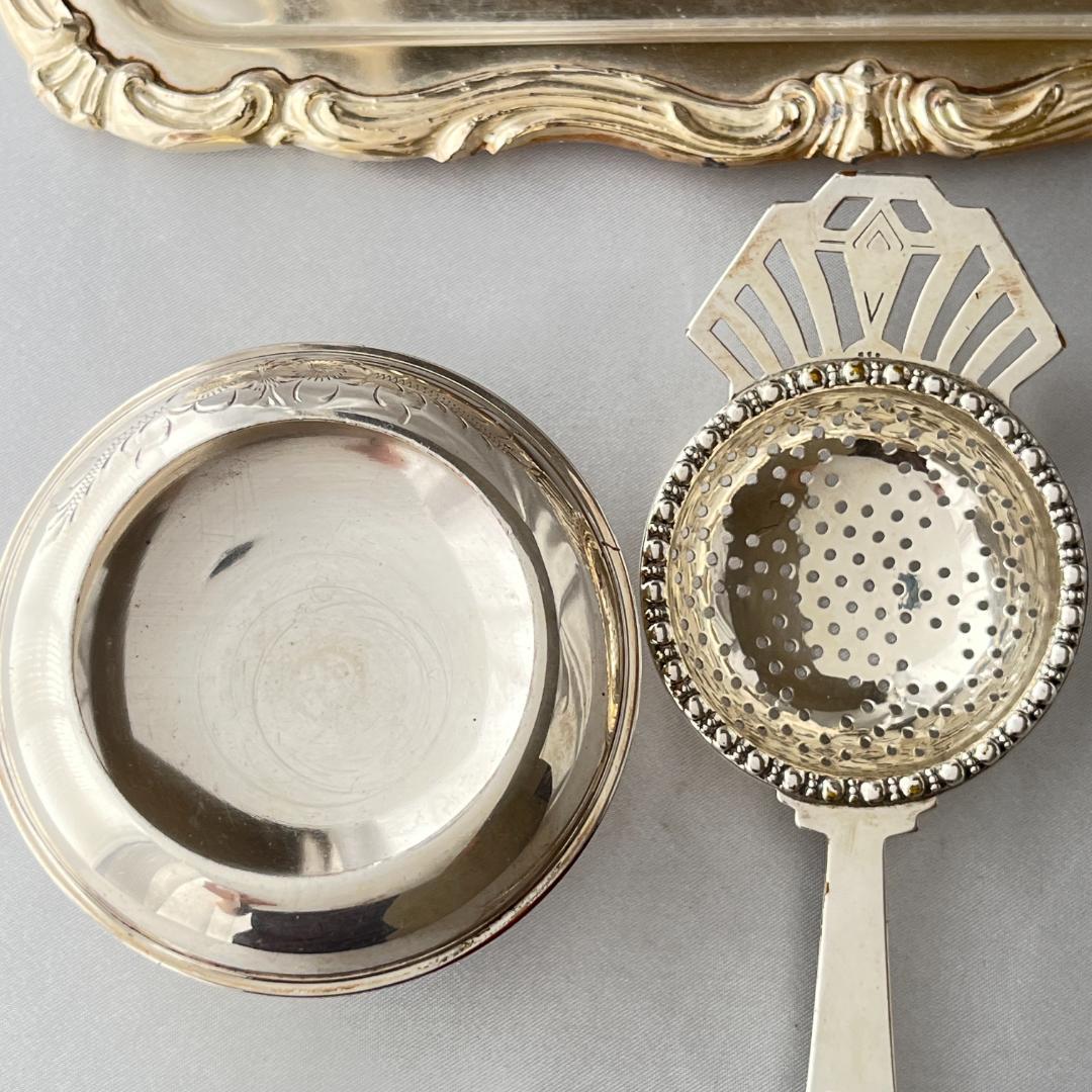 【英国】 ビクトリアン ティーストレナー / スタンド【シルバープレート】