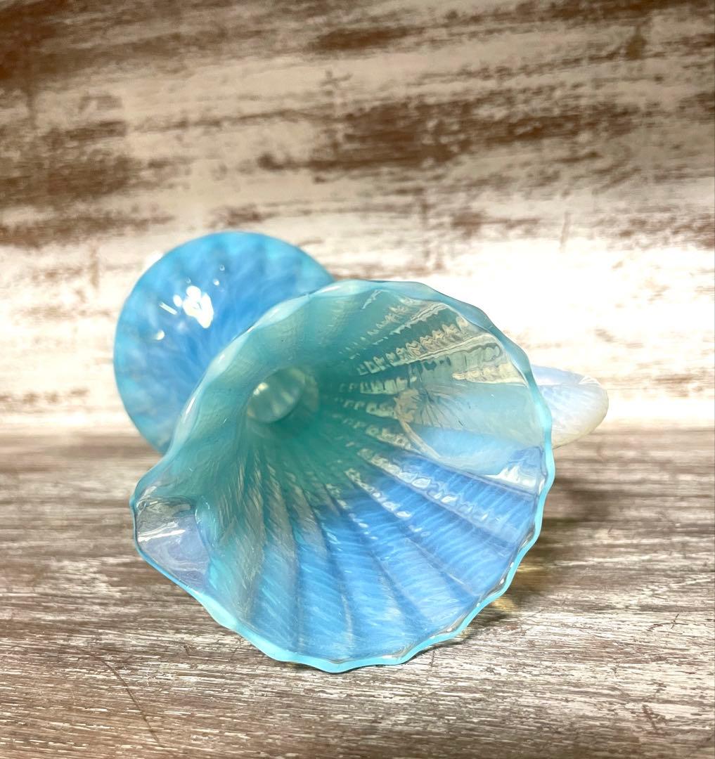 フランスアンティーク オパールセントガラス オパリン 花瓶 フラワー