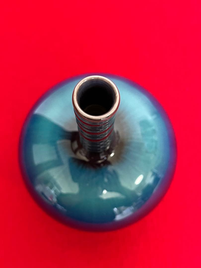 人間国宝 柳雨軒 三代 徳田八十吉 彩釉 花入 管理T187 共箱