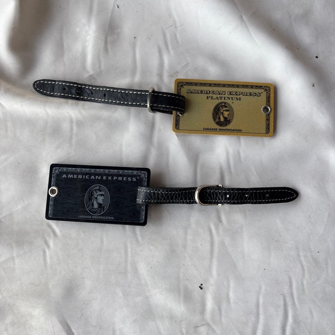 AMERICAN EXPRESS ラゲージタグ 黒、ゴールド 2個セット
