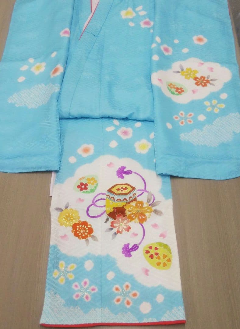 ★特価セール★七歳お祝い着物 京友禅 絞り 長襦袢付き