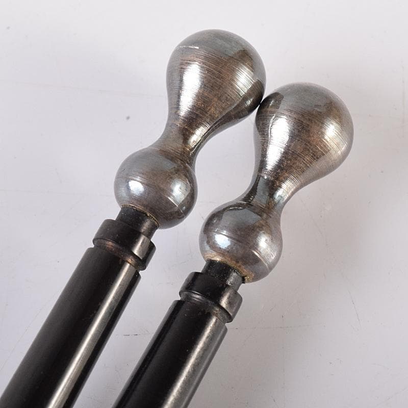 茶道具　竹影堂栄真造　にほんばし歌入　南鐐瓢頭　火箸　共箱　C　R8577