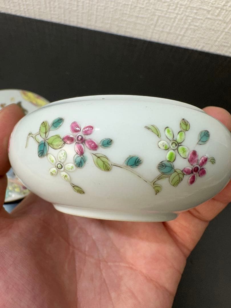 中国 清時代 咸豊年製 粉彩 香合 古美術 骨董 アンティーク