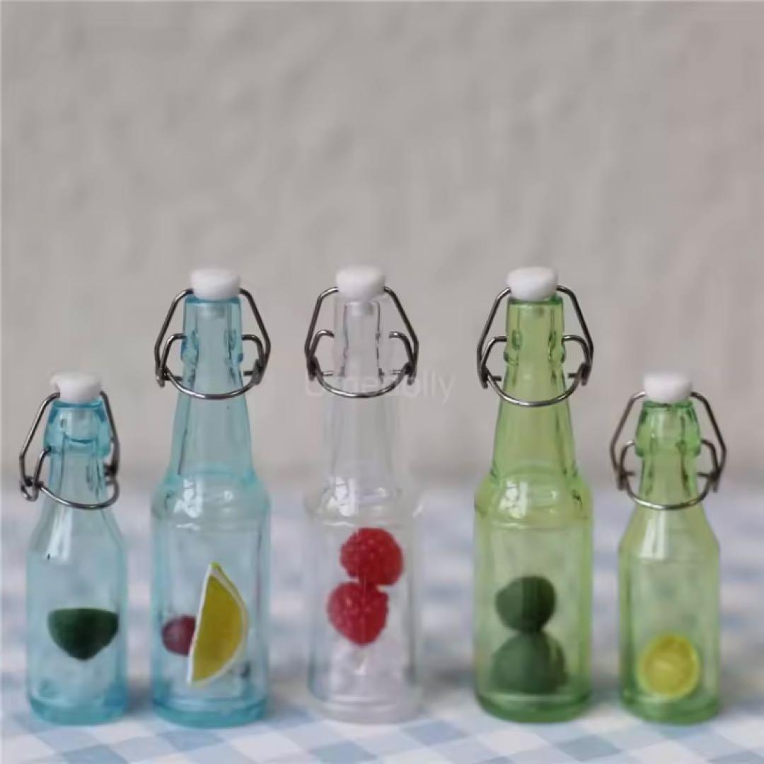 ミニチュア　ボトル2本セット×５色セット　ガラス瓶　ガラスジャー　ドールハウス