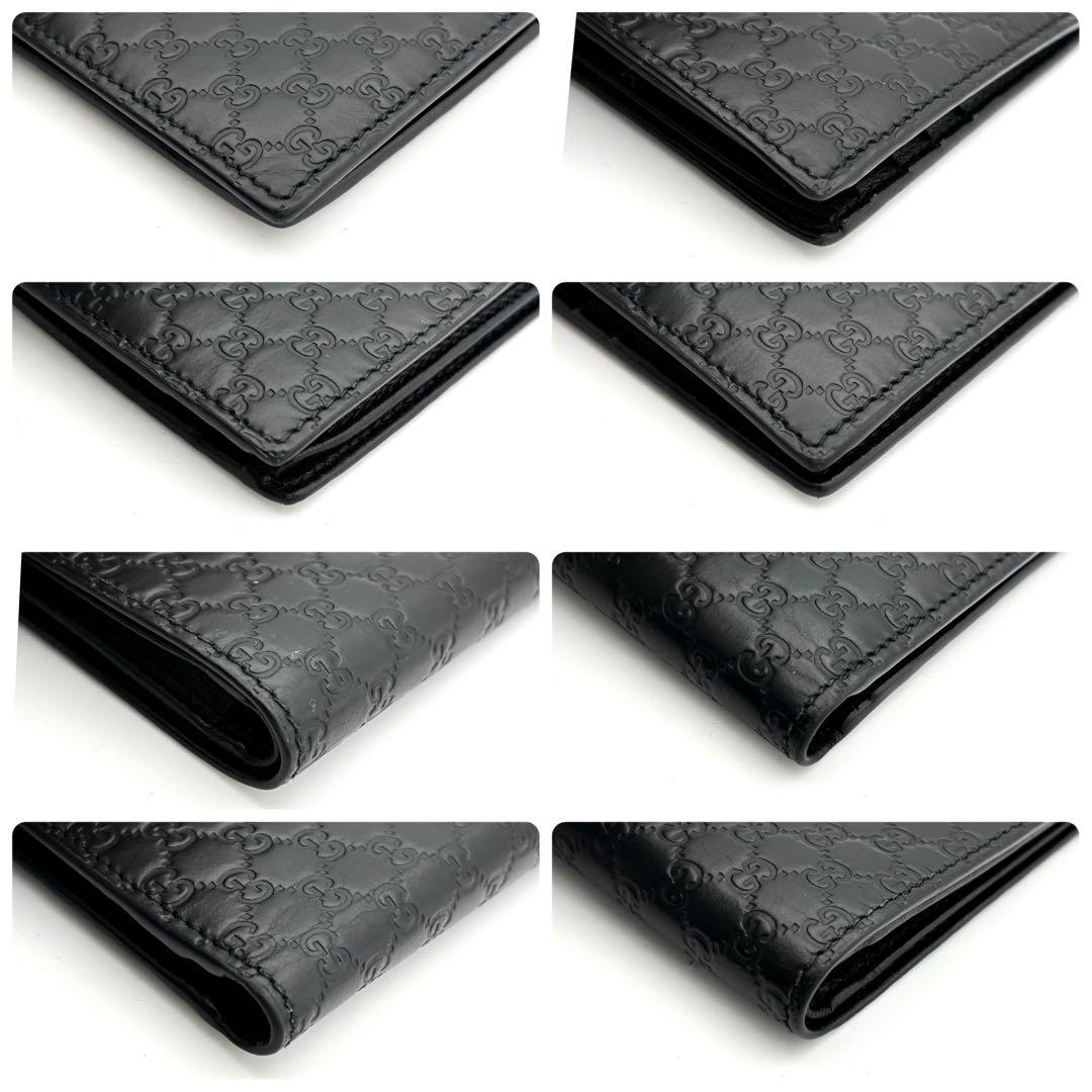 ☆美品☆グッチ マイクロシマ 二つ折り財布 レザー ブラック 黒 メンズ 総柄