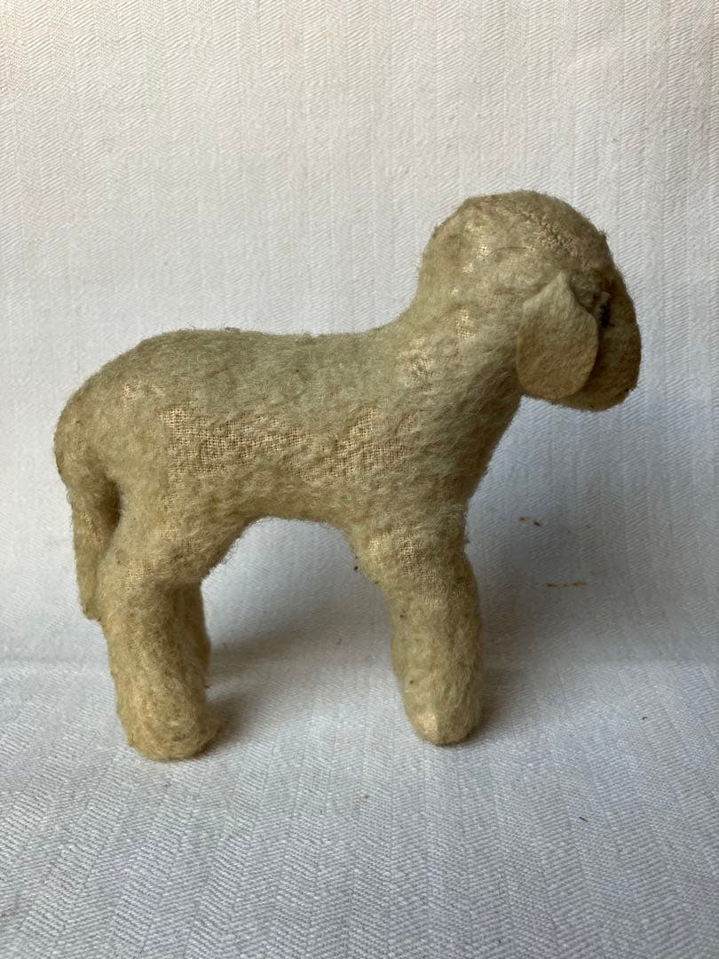 アンティーク 若草色の目をした小羊のぬいぐるみ チェコ プラハ 30s 40s