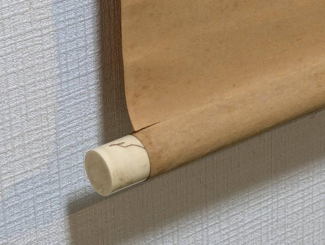 【真作】掛軸　山水渓流図　墨画山岳風景　橋と渓谷　古美術　時代書画　U4