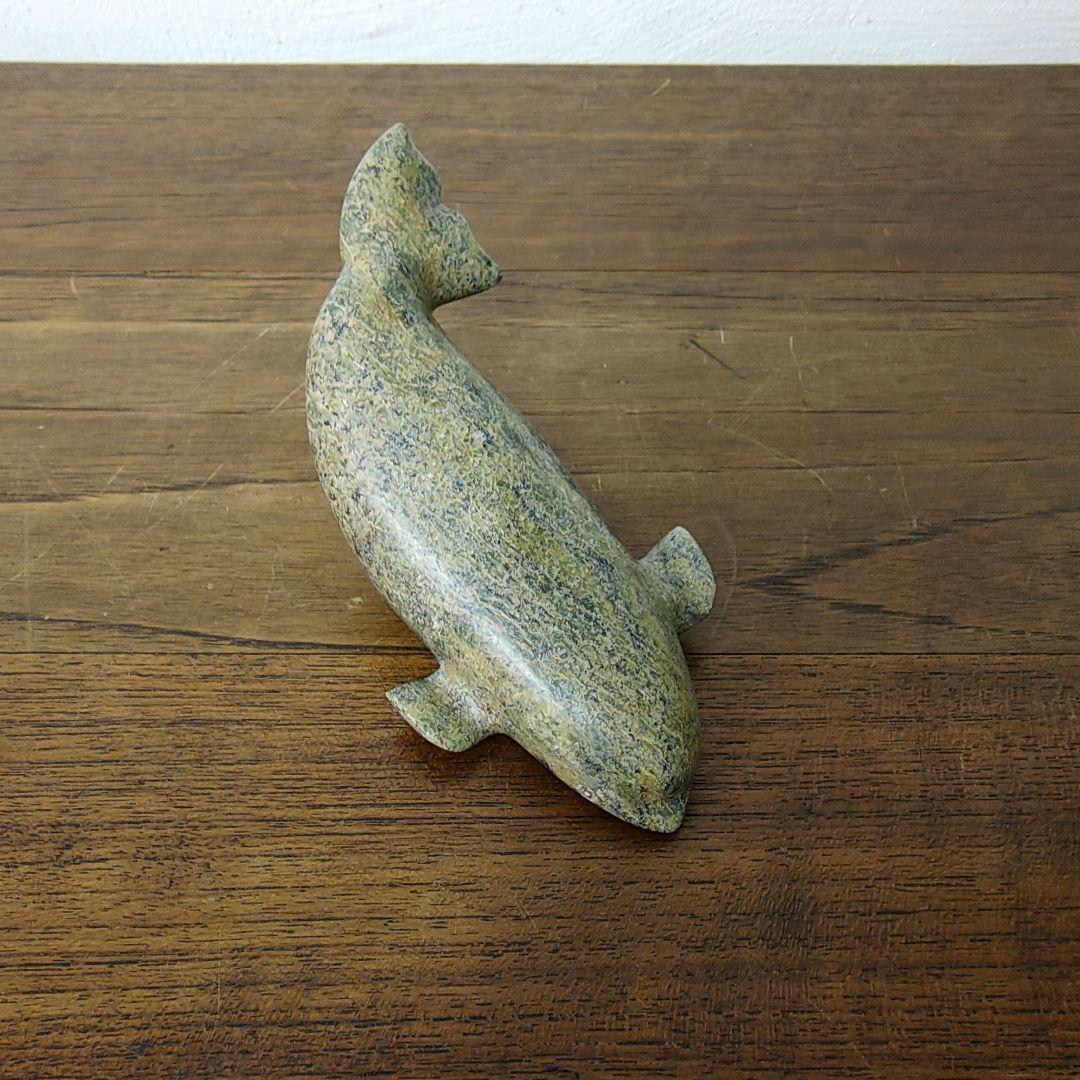 Napatchie Noah】彫刻 イヌイットアート 石彫 ホエール オブジェ