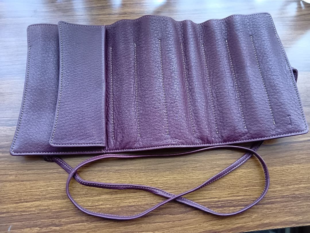 ナガサワ ロールペンケース キップレザー 7本差し ボルドー