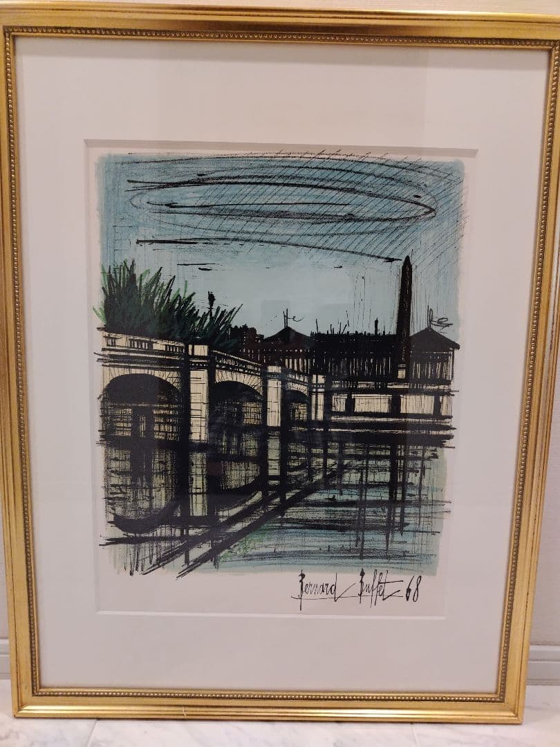 真作】ベルナールビュッフェ「コンコルド橋」1968年リトグラフ