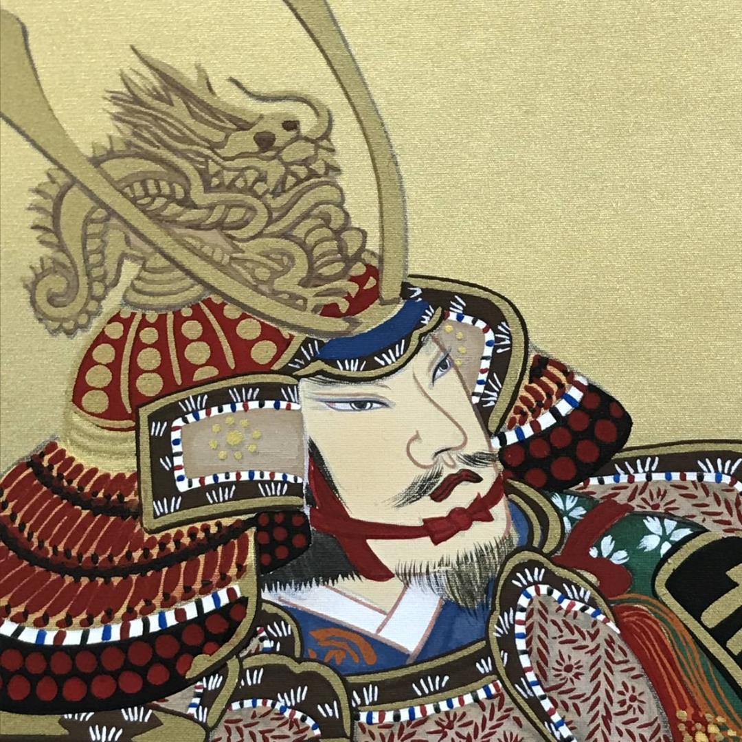 真作】国井幸雪/富士馬上武者図/武者絵/掛軸/名家伝来/AD-370