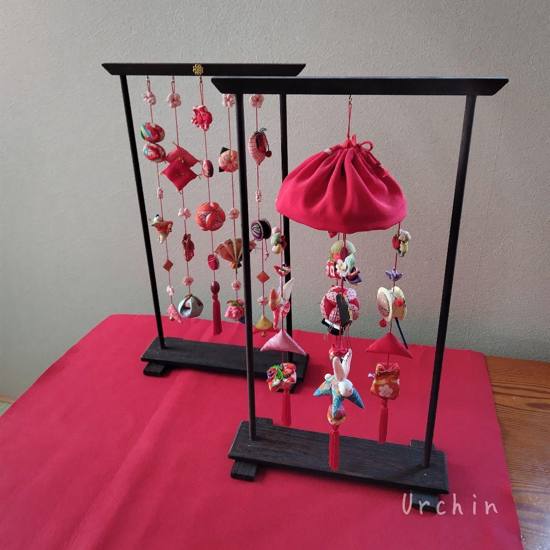 ②台付き吊るし雛'25＊手づくり＊正絹古布＊Urchin雑貨