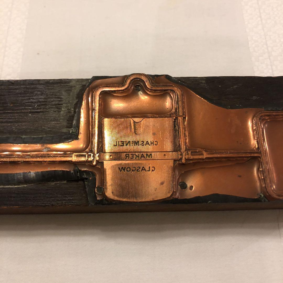 イギリス アンティーク 印刷用スタンプ 真鍮と木材 4点セット