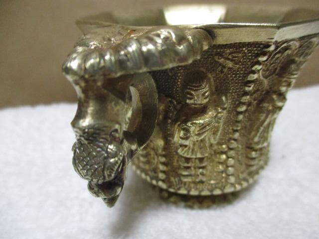 中国 唐代 舞伎八稜金杯 古箱付き N74-2