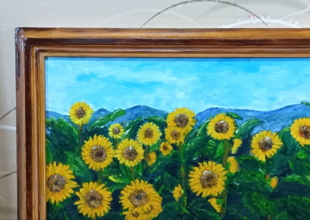 油絵 風景画 ひまわり【8月】【P8】