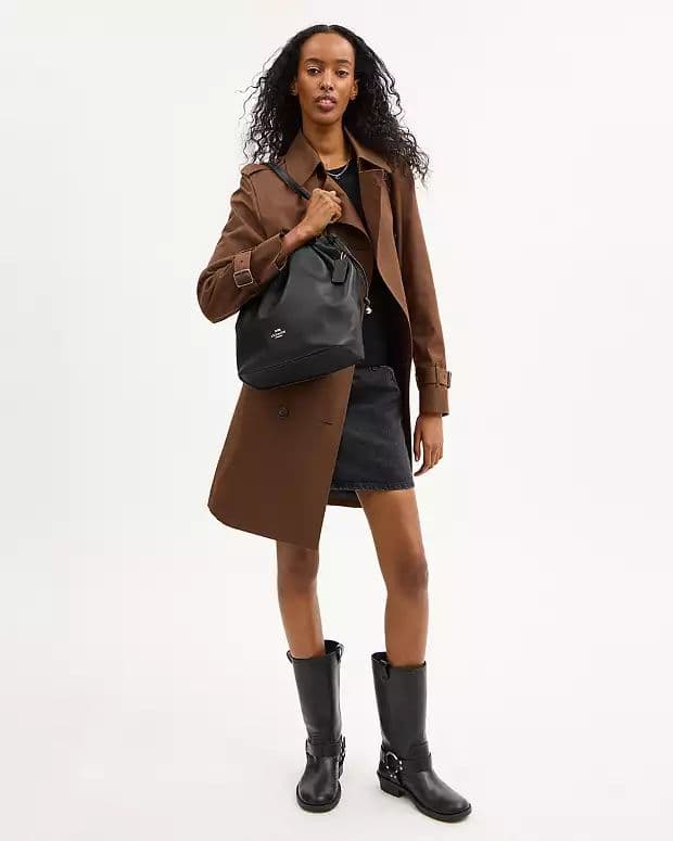 coach フェイ ドローストリング トート バッグ シルバー✕ブラック