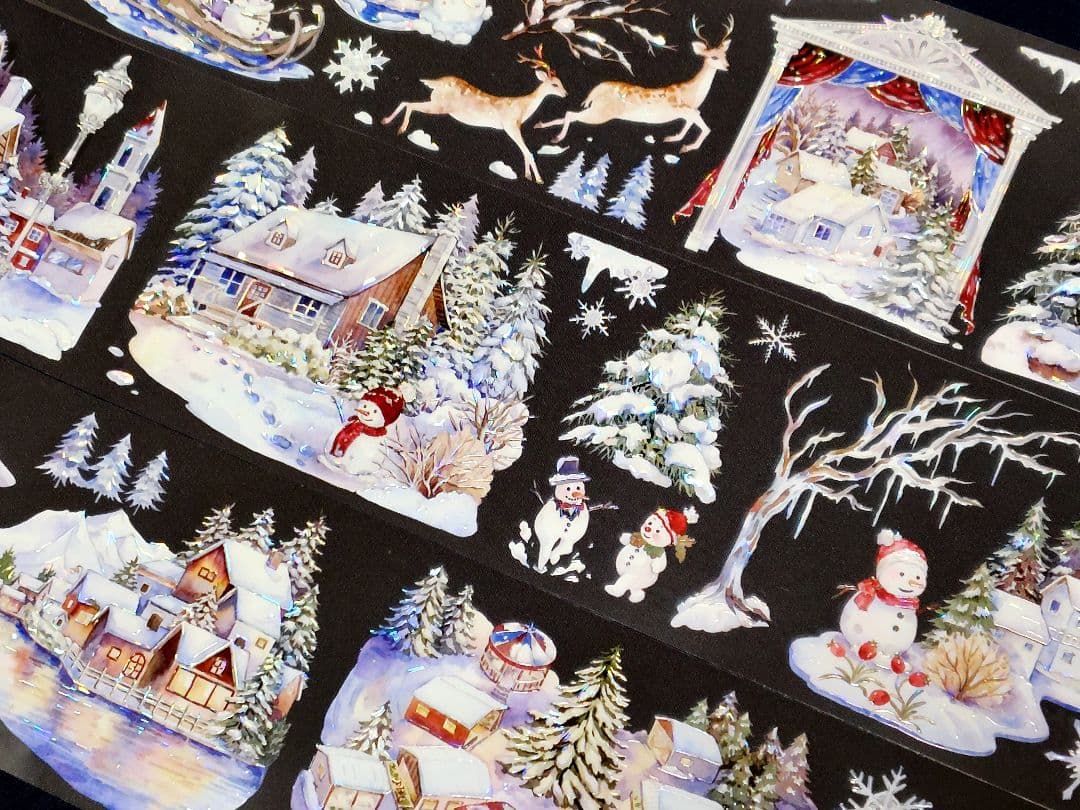 切売 818☆ 海外 マスキングテープ マステ PET 装飾 クリスマス 銀ホロ