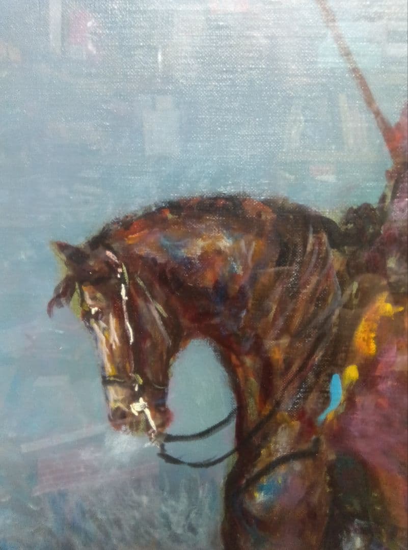 絵画油絵 イタリアの画家 ジョンフランシスゴンザガ タイトル馬と騎手