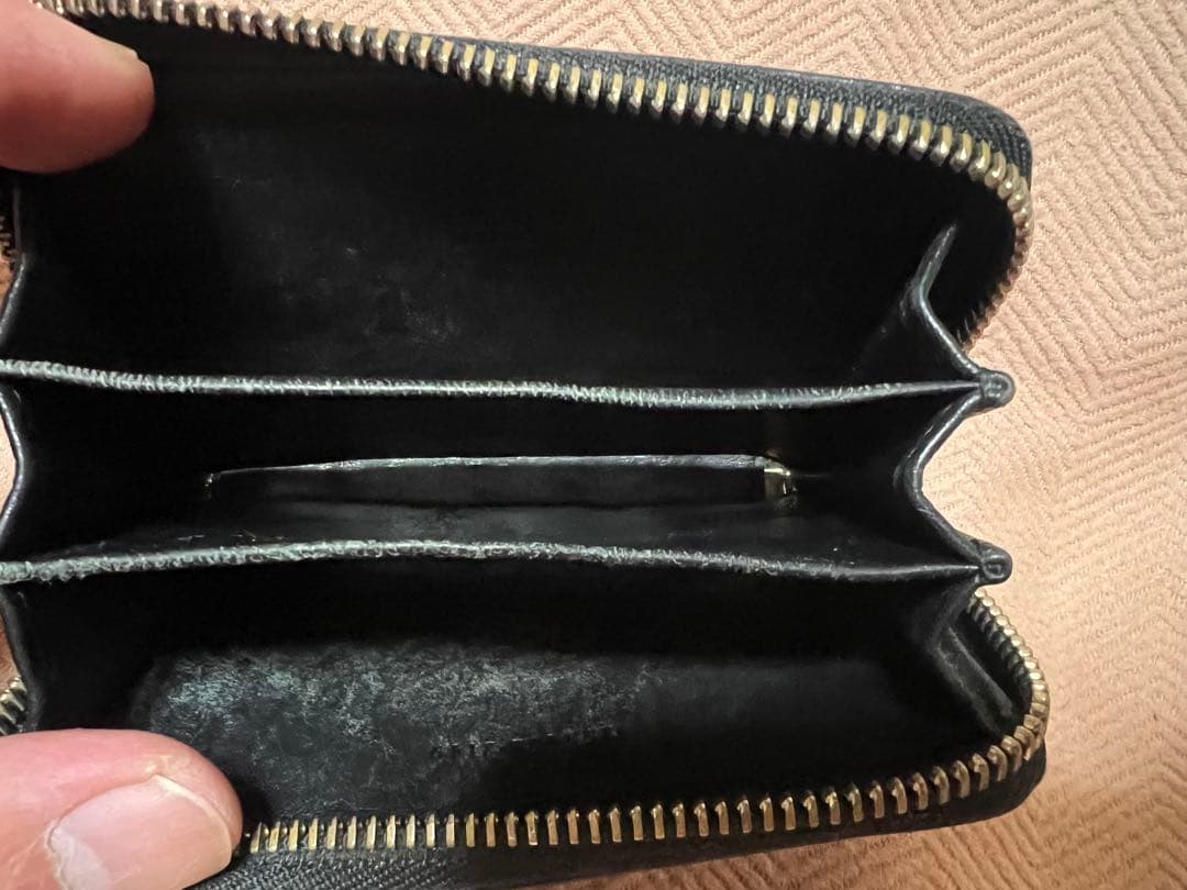 GUCCI 2484 ケース シマ ラウンドファスナー 黒 レザー