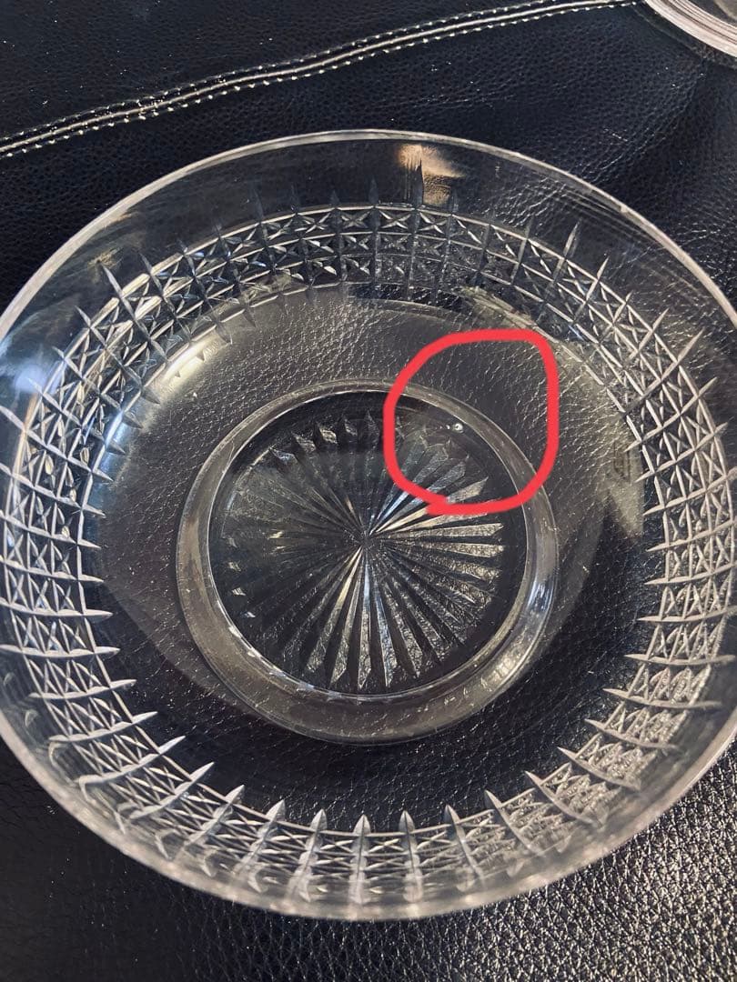 英国アンティーク クリスタル ボンボニエール ソーサー ハンドカット