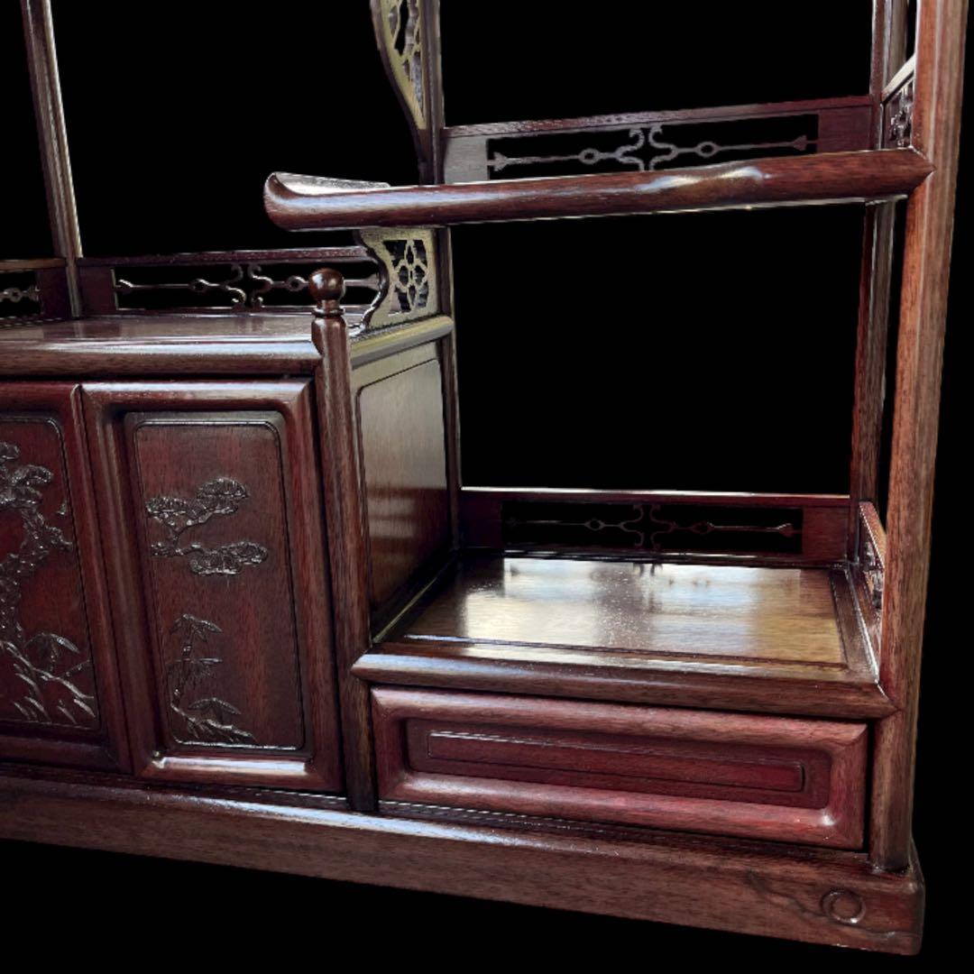 茶箪笥、飾り棚、茶棚、紫檀黒檀、アンティーク、レトロ、和風サイド