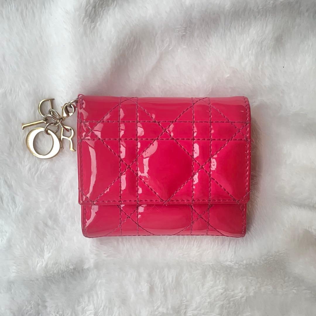 Christian Dior ピンク 三つ折り財布 ディオール ミニ財布