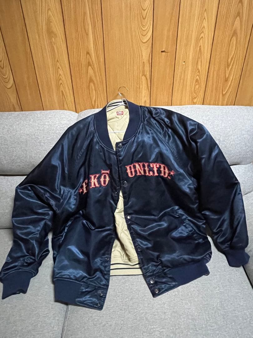 b系　ECKO UNLTD ネイビー ベージュ リバーシブル　ジャケット