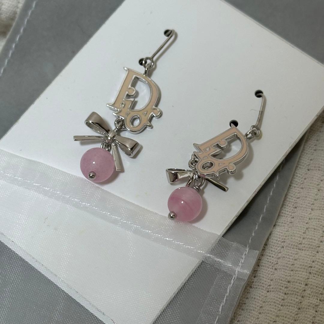 新品未使用】Dior ロゴリボンピアス リボン ピンク｜新品未使用】Dior