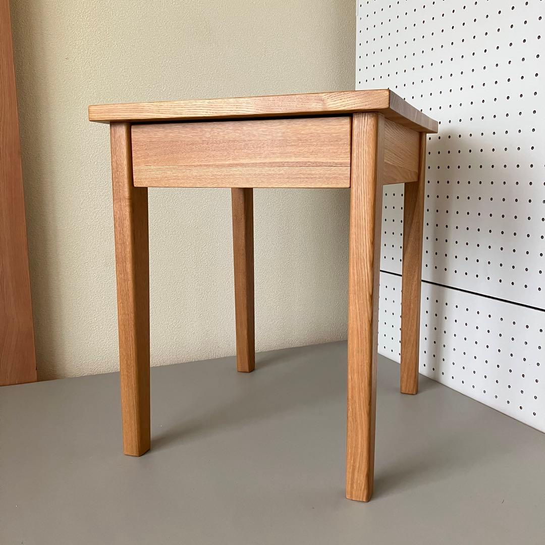 廃盤 無印 MUJI タモ材 サイドテーブルベンチ ナイトテーブル ブラウン