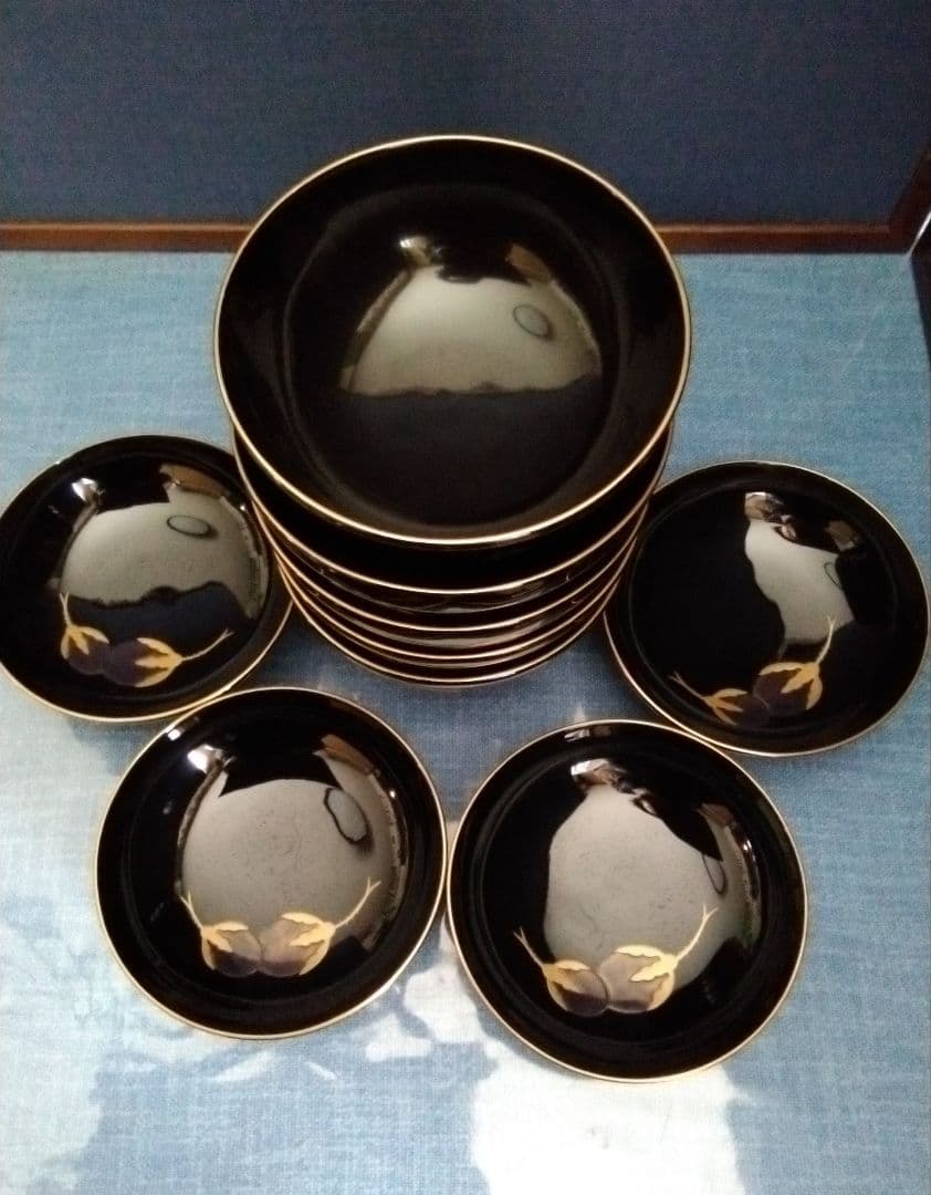 輪島塗茄子の絵の吸い物椀五客