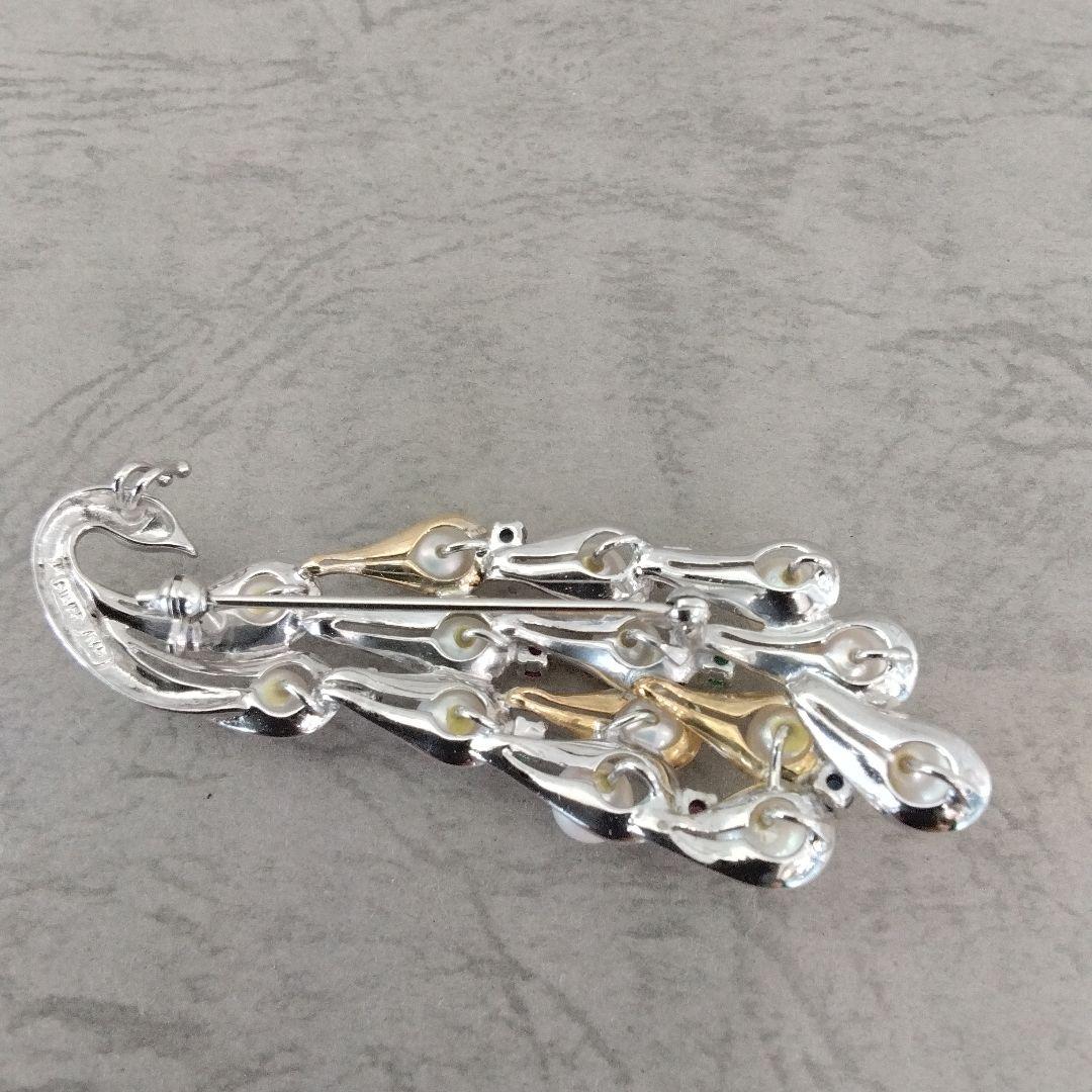 SV/K18あこや真珠/天然石ブローチ 中古品