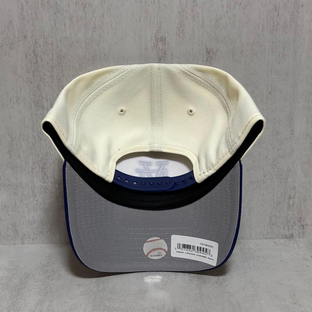 海外限定モデル】 ドジャース LA逆ロゴ ホワイト ブルー スナップ