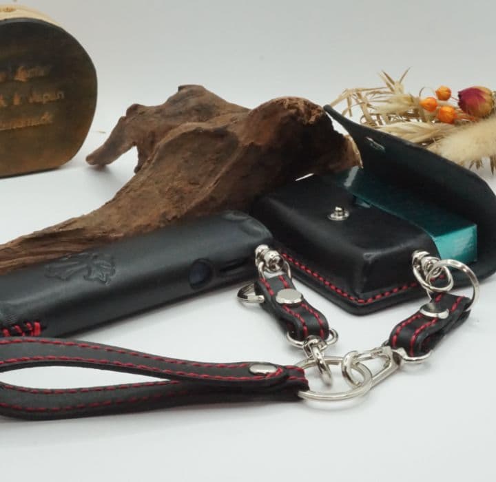 アイコスイルマiワン＆ヒートスティックケース　栃木レザー 　ブラック