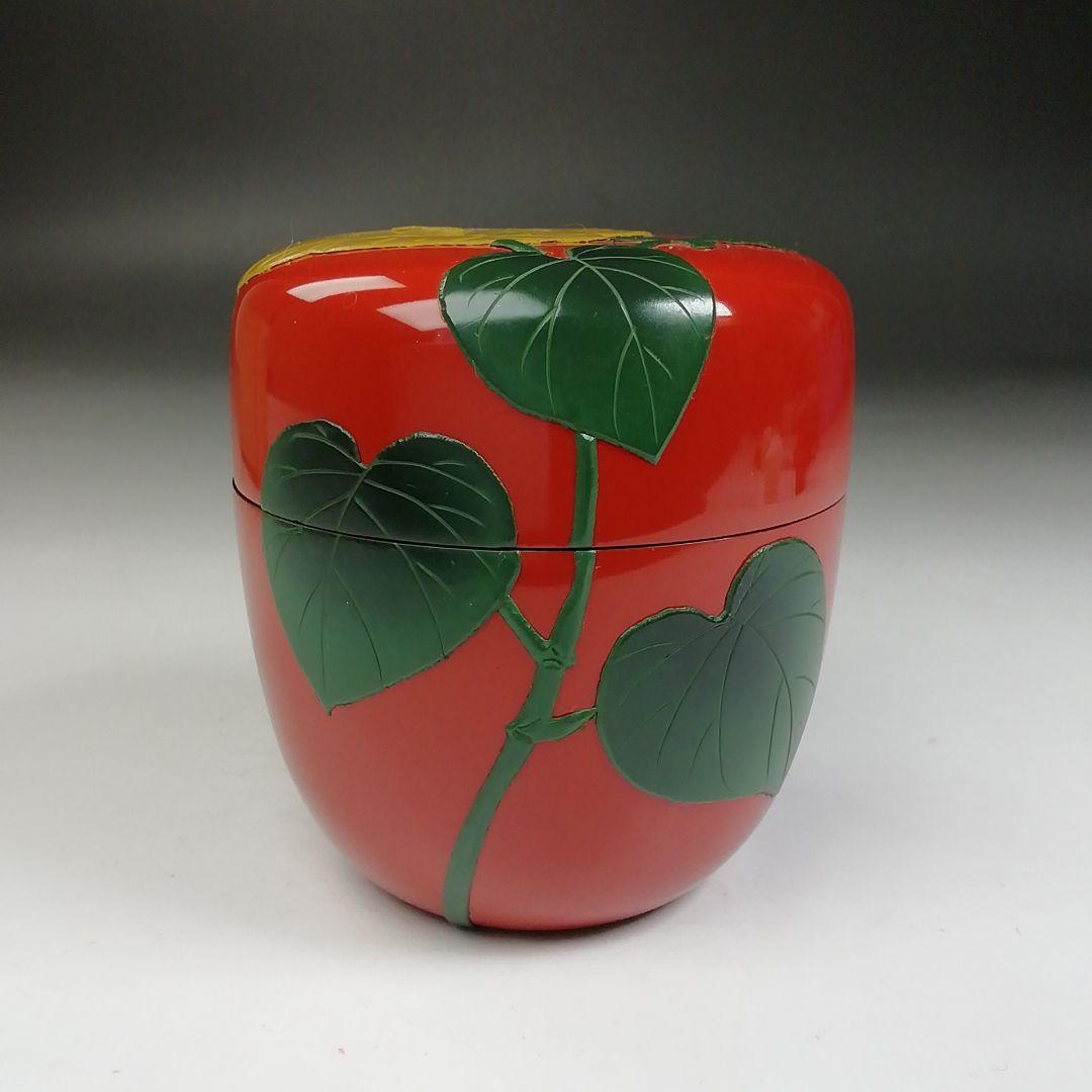 T997 棗 『ゆうなの花』『朱塗』『琉球漆器』 木箱 茶道具