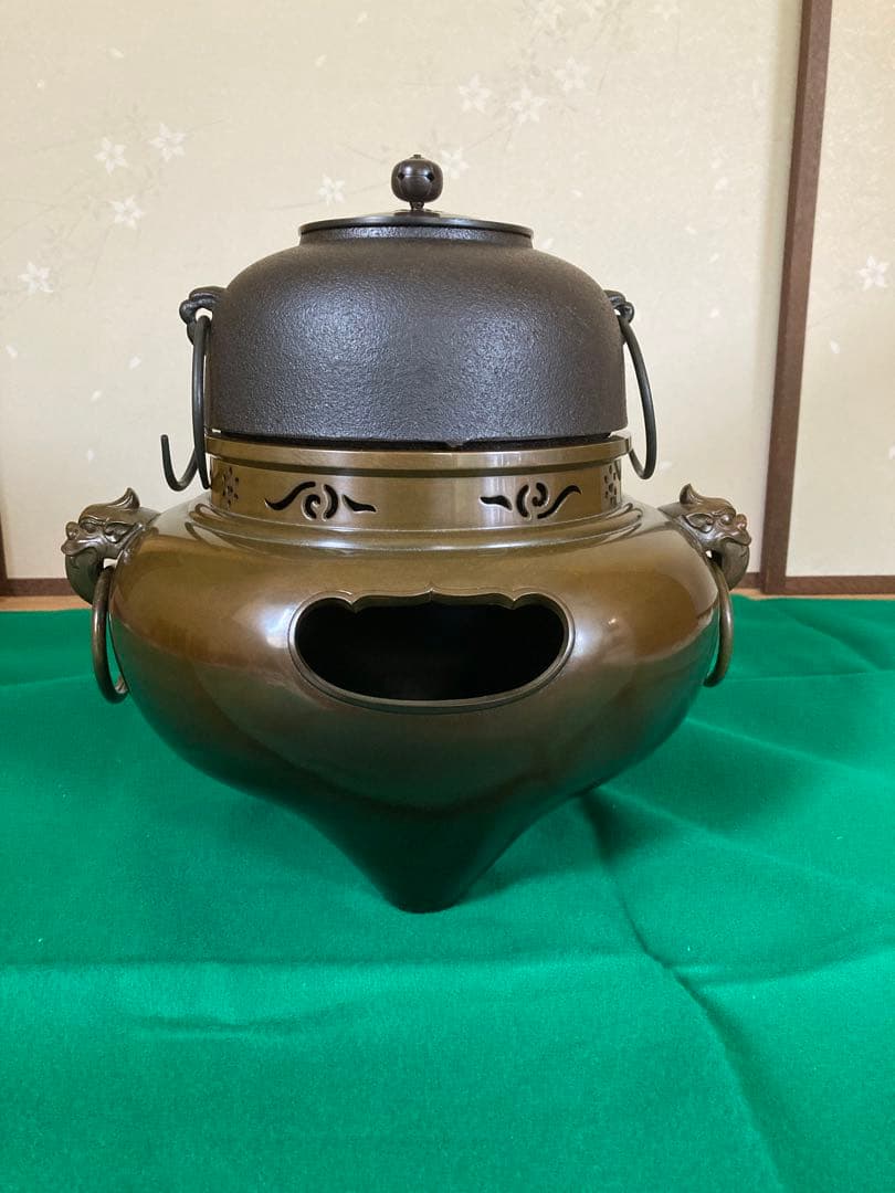 アンティークイタリア ブラットレース刺繍マット 森林の女神と鹿 狩り