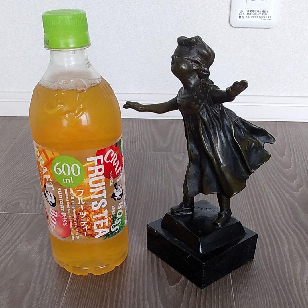 少女 ブロンズ像 大理石台座付き