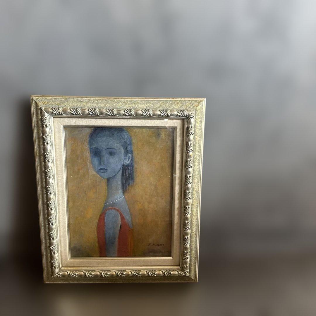 とても雰囲気がある素敵な女性の肖像 油彩画 サイン入り