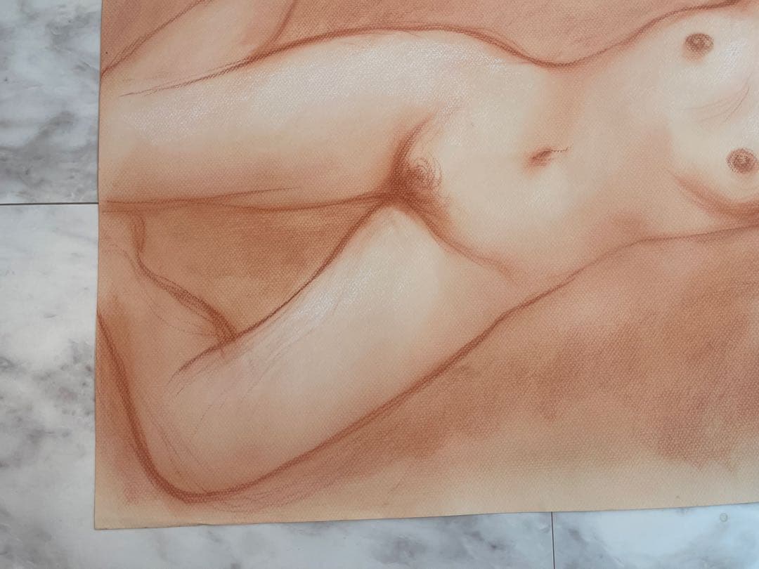 【真作】古沢岩美　パステル20号大 大作 晩年作・魅惑の裸婦