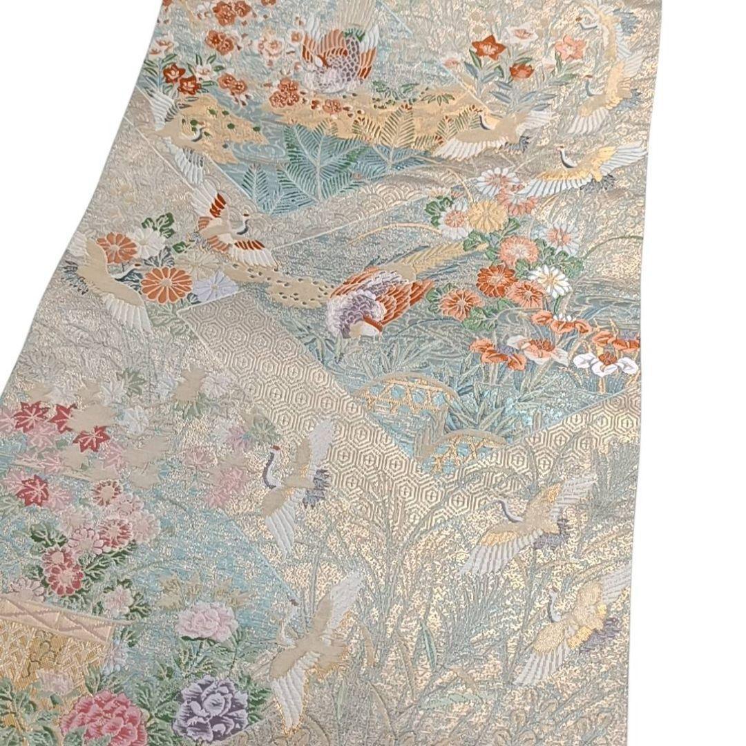 1310 華 袋帯 鶴 吉祥 花 亀甲 お祝い 金