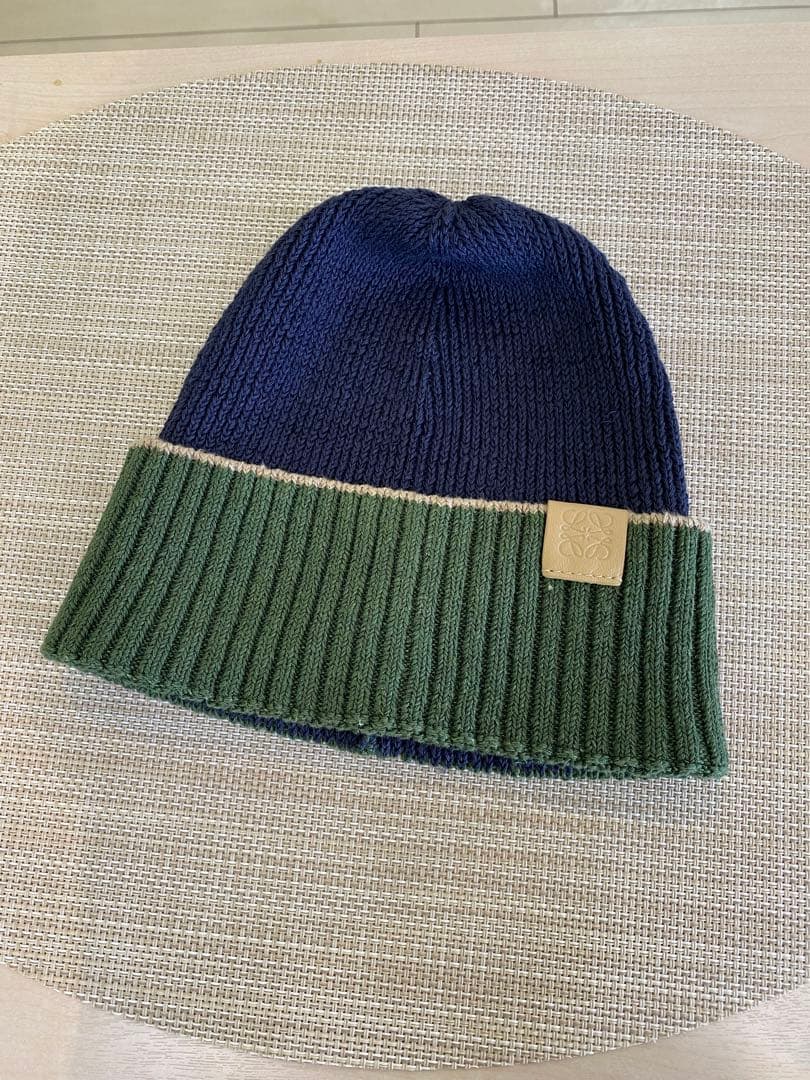 LOEWE ニット帽 ビーニーネイビー・グリーン｜LOEWE ニット帽