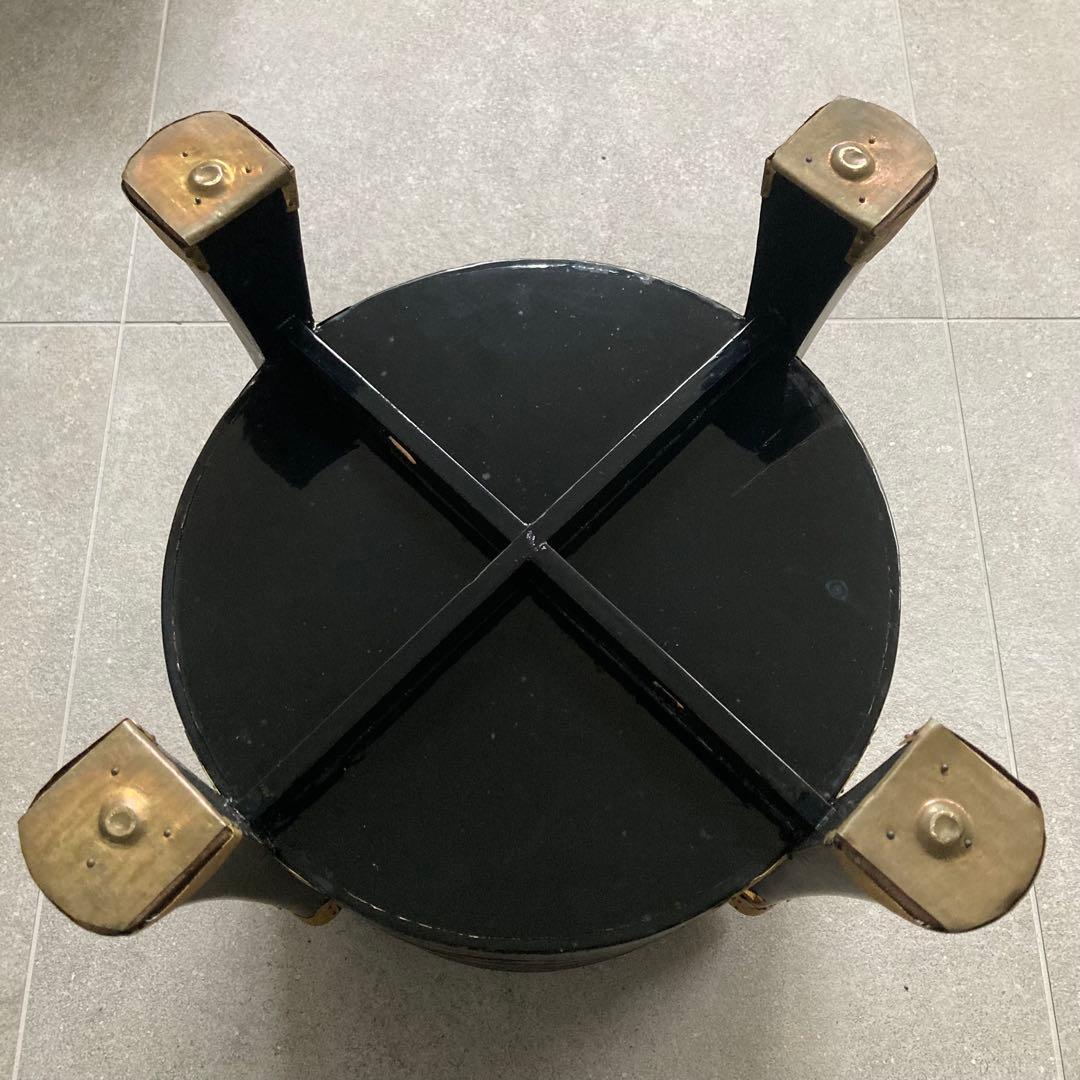 骨董アンティーク 漆塗りの行器 ほかい 金細工 日本美術 工芸品 吉祥文様 和柄