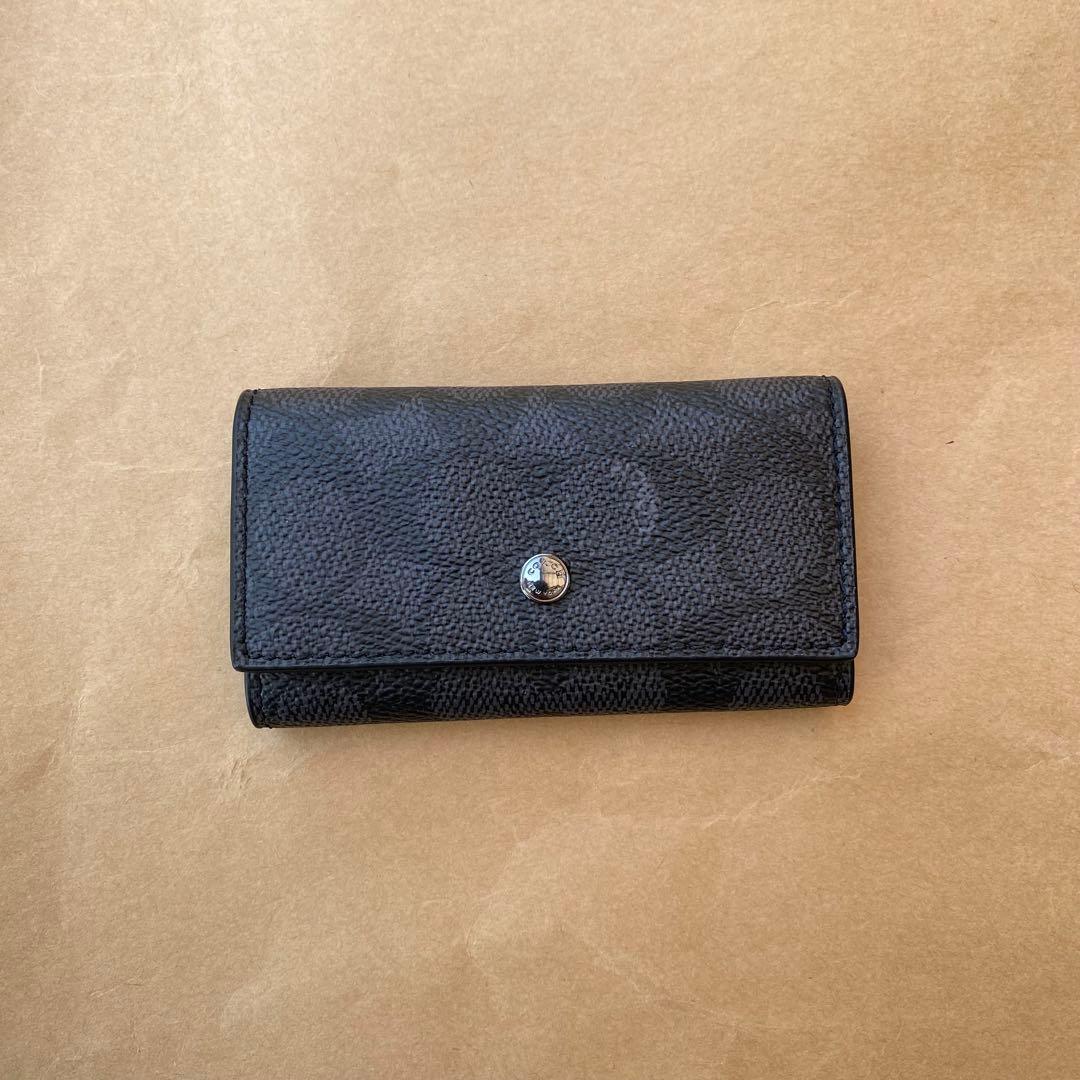 付属品付き）コーチ キーホルダー キーケース キーリング ブラック