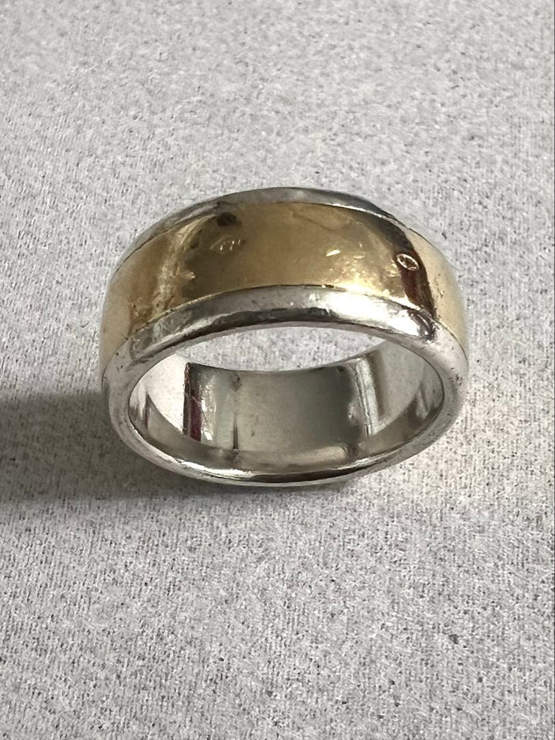 正規品 HERMES Hロゴ リング シルバー×ゴールド ヴィンテージ