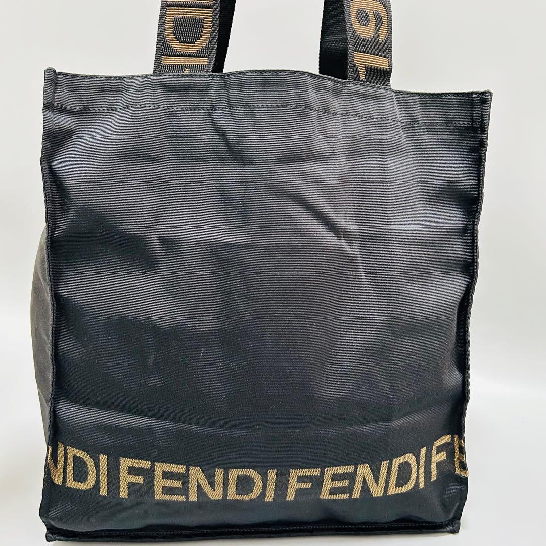 FENDI フェンディ 折り畳み ハンドバッグ ナイロン キャンバス ブラック