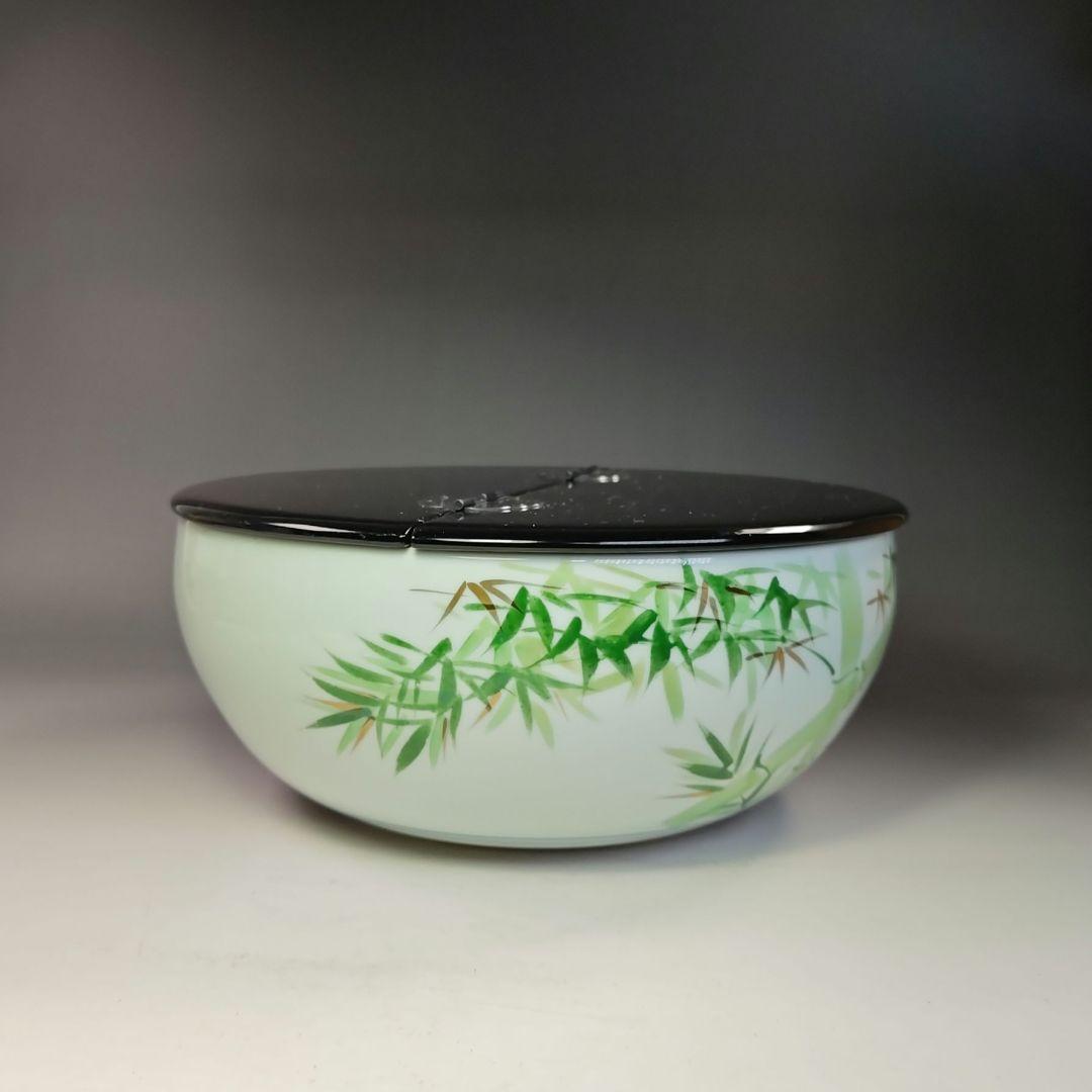 イ750 水指『洞華苑 色絵 平水指 共箱』茶道具