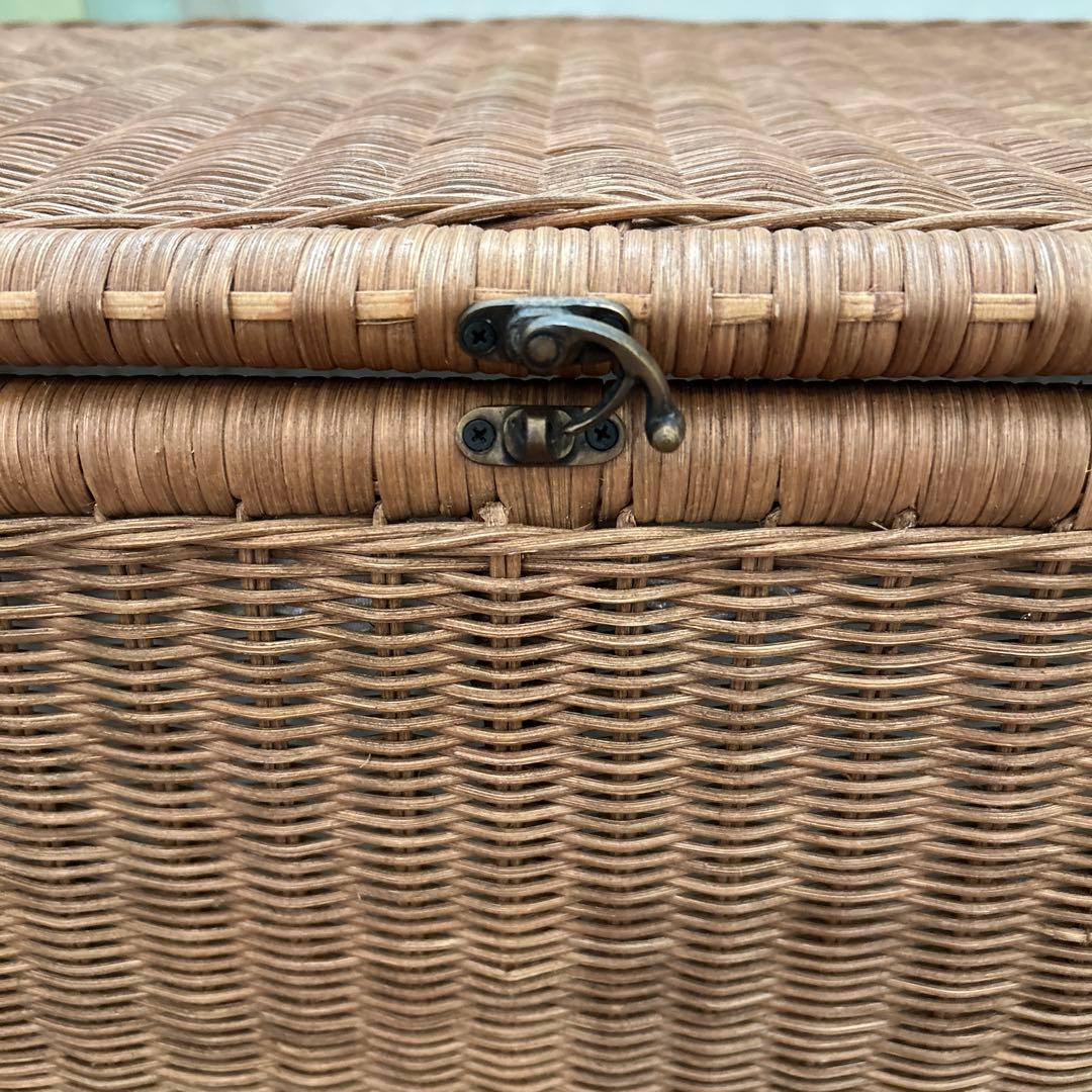 ラタン 籐 キャスター付き 大型収納 蓋付き トランク チェスト