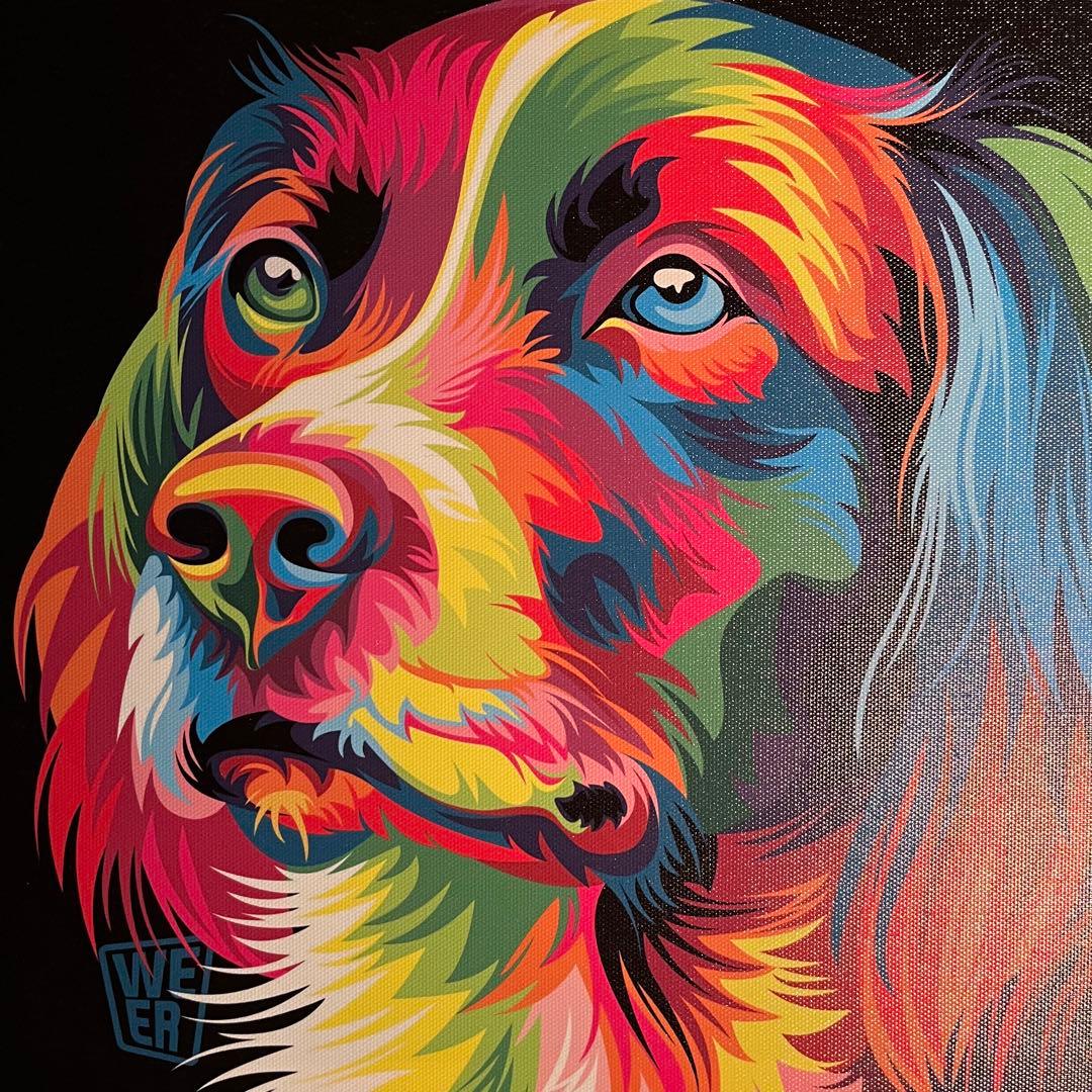 プリントアート レインボードッグ 額縁アクリル版付き 絵画